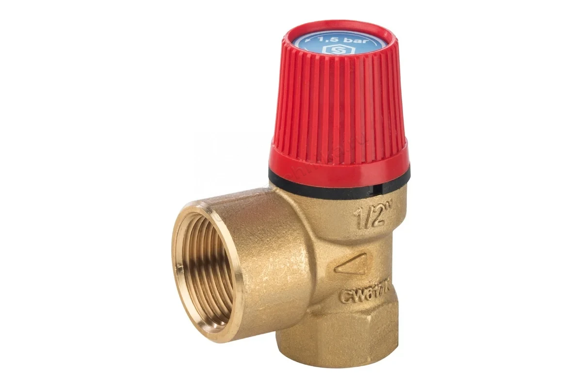 Клапан Stout предохранитель 1/2"x3/4" 1.5 бар с красной крышкой SVS-0001-001515