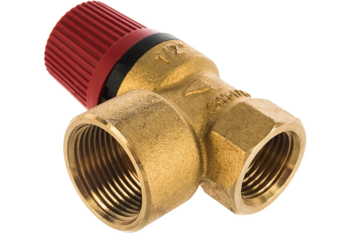 Клапан Stout предохранитель 1/2"x3/4" 1.5 бар с красной крышкой SVS-0001-001515