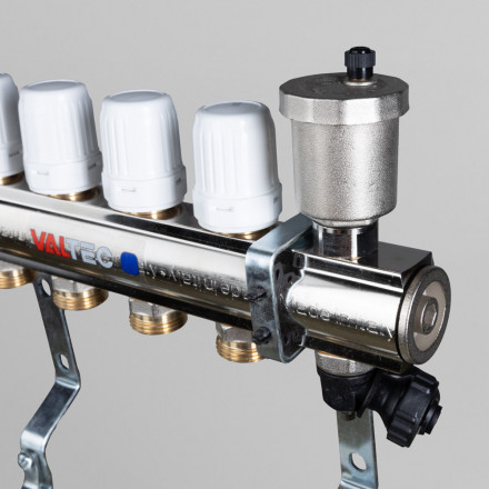 Коллекторная группа с регулирующими и балансировочными клапанами в сборе 1"х3/4" евроконус 10 вых. латунь Valtec VTc.594.EMNX.0610 вид 7