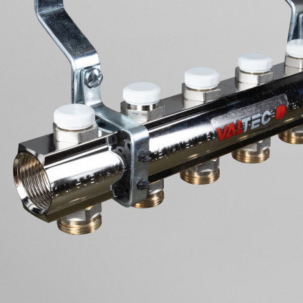 Коллекторная группа с регулирующими и балансировочными клапанами в сборе 1"х3/4" евроконус 12 вых. латунь Valtec VTc.594.EMNX.0612 вид 5