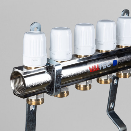 Коллекторная группа с регулирующими и балансировочными клапанами в сборе 1"х3/4" евроконус 12 вых. латунь Valtec VTc.594.EMNX.0612 вид 7