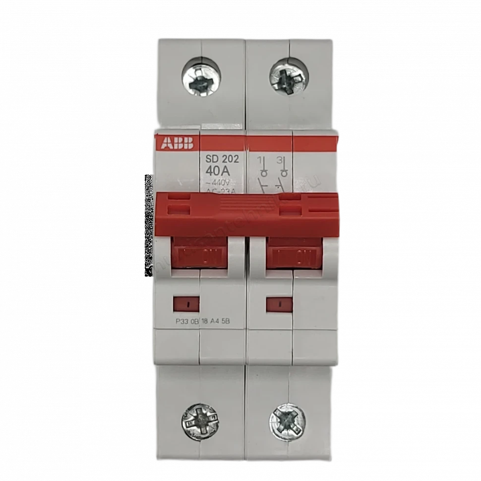 Рубильник ABB 2-полюсный SD202/40 красный рычаг 2CDD282101R0040