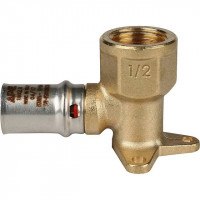 Угольник переходник STOUT 90° прессовой короткий настенный с креплением 1/2"x16 SFP-0018-001216