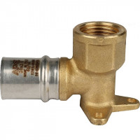 Угольник переходник STOUT 90° прессовой короткий настенный с креплением 1/2"x20 SFP-0018-001220