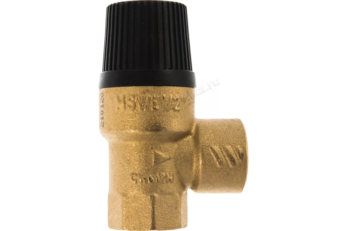 Клапан Stout предохранитель 1/2"x1/2" 3 бар с черной крышкой SVS-0001-013015