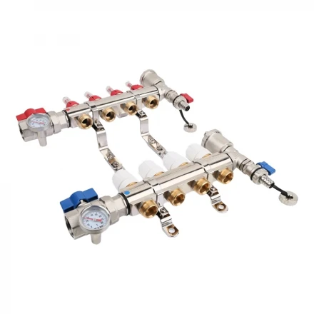 Коллекторная группа TIM со встр. р-мерами латунь в сборе 1"х3/4" 3 вых. KA003 вид 4