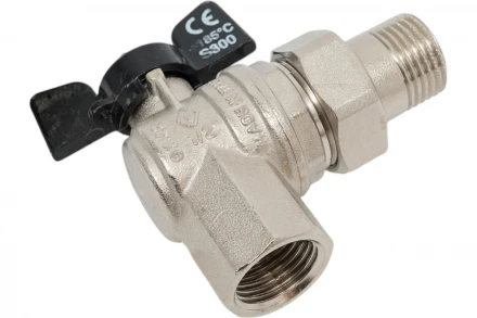 Угловой кран Американка Н/В Ду-15 1/2" Бабочка черная Bugatti OREGON 05940001