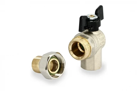 Угловой кран Американка Н/В Ду-15 1/2" Бабочка черная Bugatti OREGON 05940001