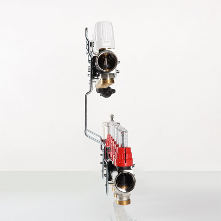 Коллекторная группа Valtec со встр. расходомерами и регулирующими клапанами в сборе 1"х3/4" евроконус 10 вых. латунь VTc.596.EMNX.0610 вид 4