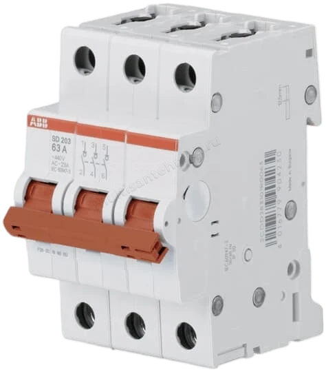 Рубильник ABB 3-полюсный SD203/63 красный рычаг 2CDD283101R0063