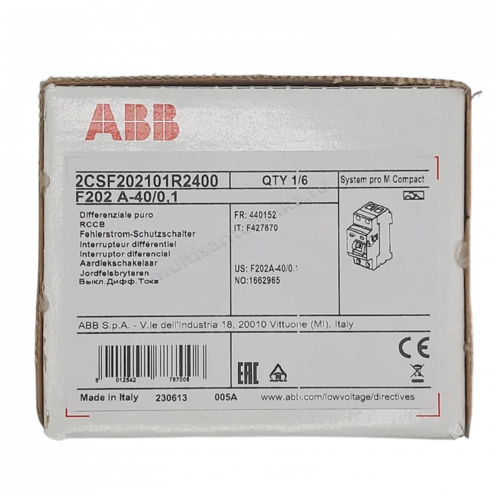 УЗО ABB 2 модуля F202 A-40/0.1 2CSF202101R2400