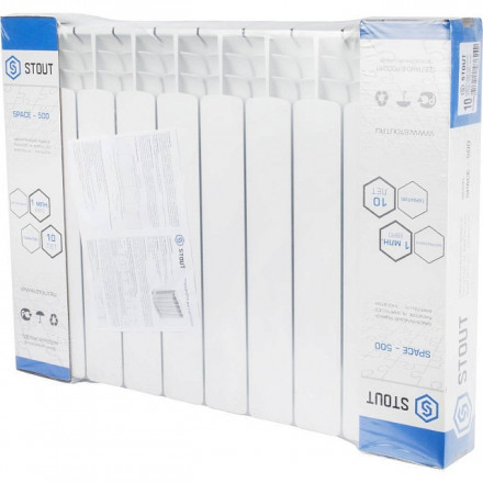 Биметаллический радиатор STOUT Space 500 10 секции боковое подключение SRB-0310-050010